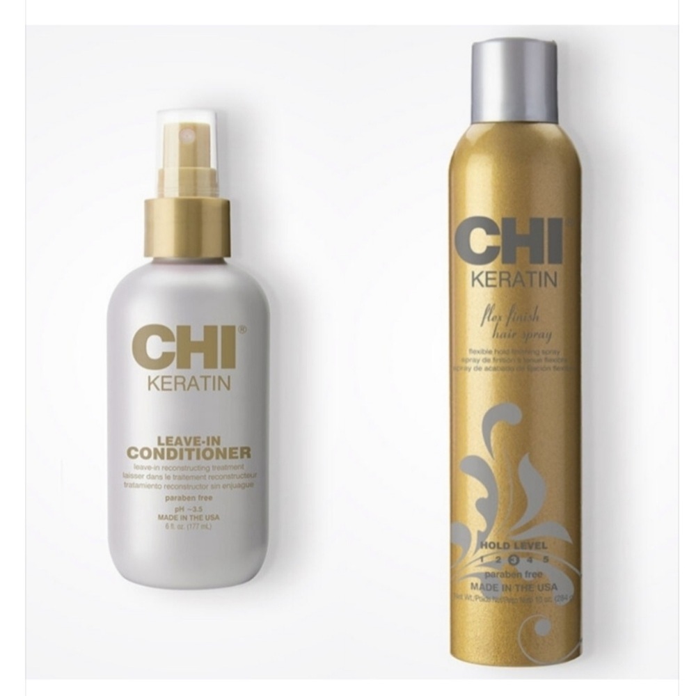 CHI Keratin Smooth and Secure Kit Leave-In Conditioner & Hair Spray Set NEW!